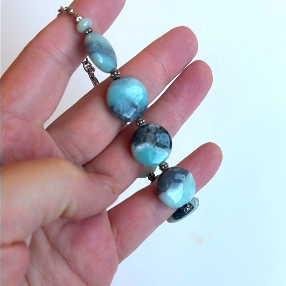 Elegant Blue Stone and Sterling Silver Bracelet